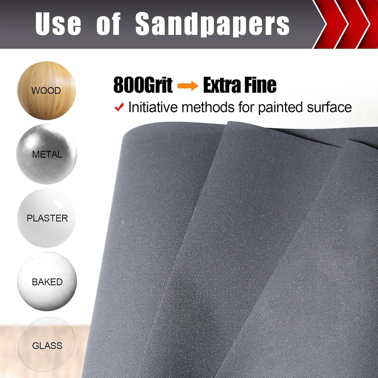 800 Grit Sandpaper, Wet Dry Sandpaper for Wood Metal Hand Sander Sand Paper Sandpaper Sheets Sandpaper Set Cut for Use 9" x 11"/12 Sheets