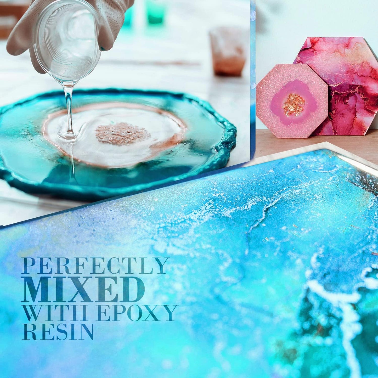 Turquoise Blue Mica Powder for Epoxy Resin 100g / 3.5oz. Sealed Bag Techarooz 2 Tone Resin Dye Color Pigment Powder for Lip Gloss, Nails, Colorant for Slime Bath Bombs Soap Making Polymer Clay