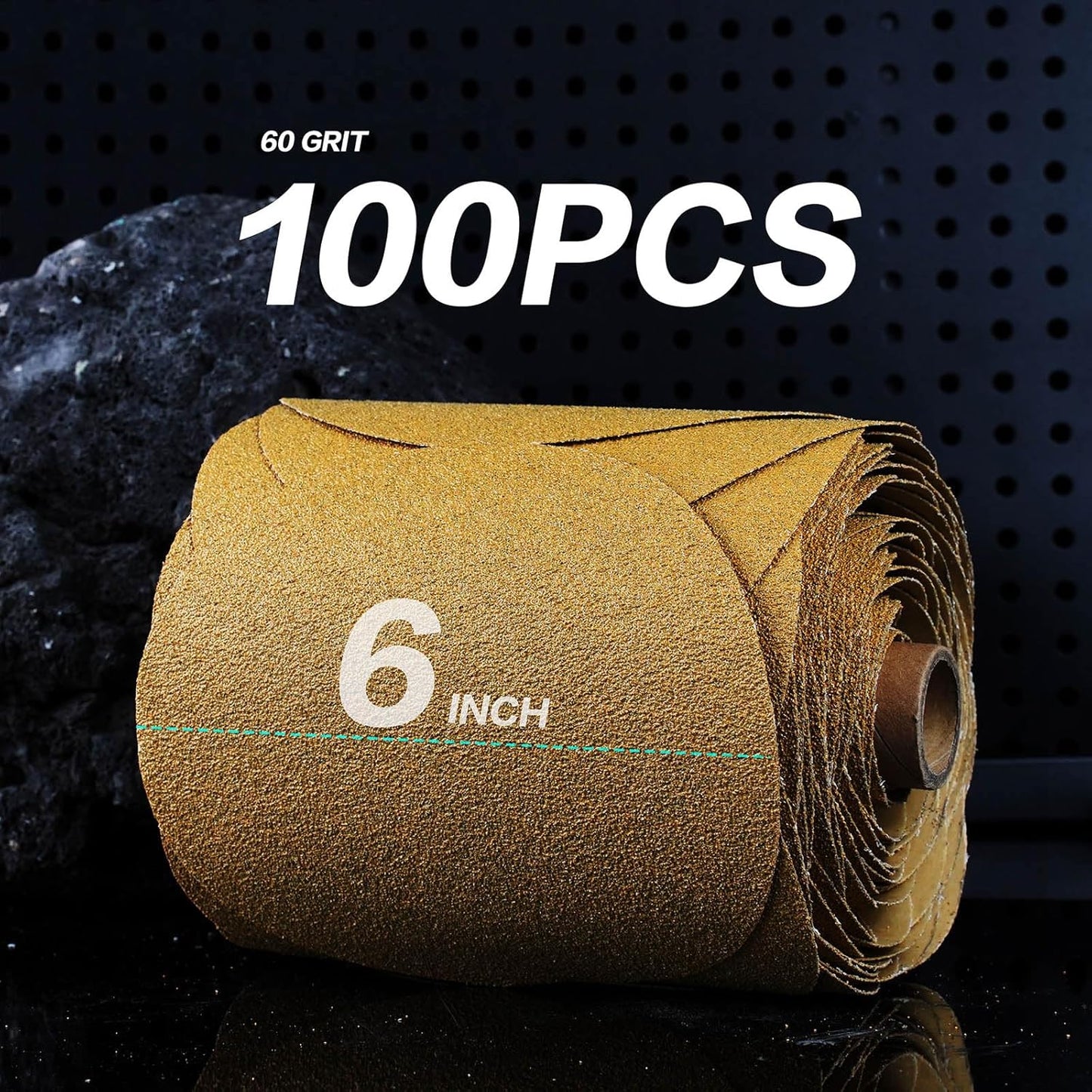 PSA Sanding Discs 6 Inch Adhesive Backed Sandpaper 100 Pack 100 Grit Self Adhesive Sanding Discs for DA Sander Self Stick for Wood, Auto Body Repair, Paint, Metal, and Plastic