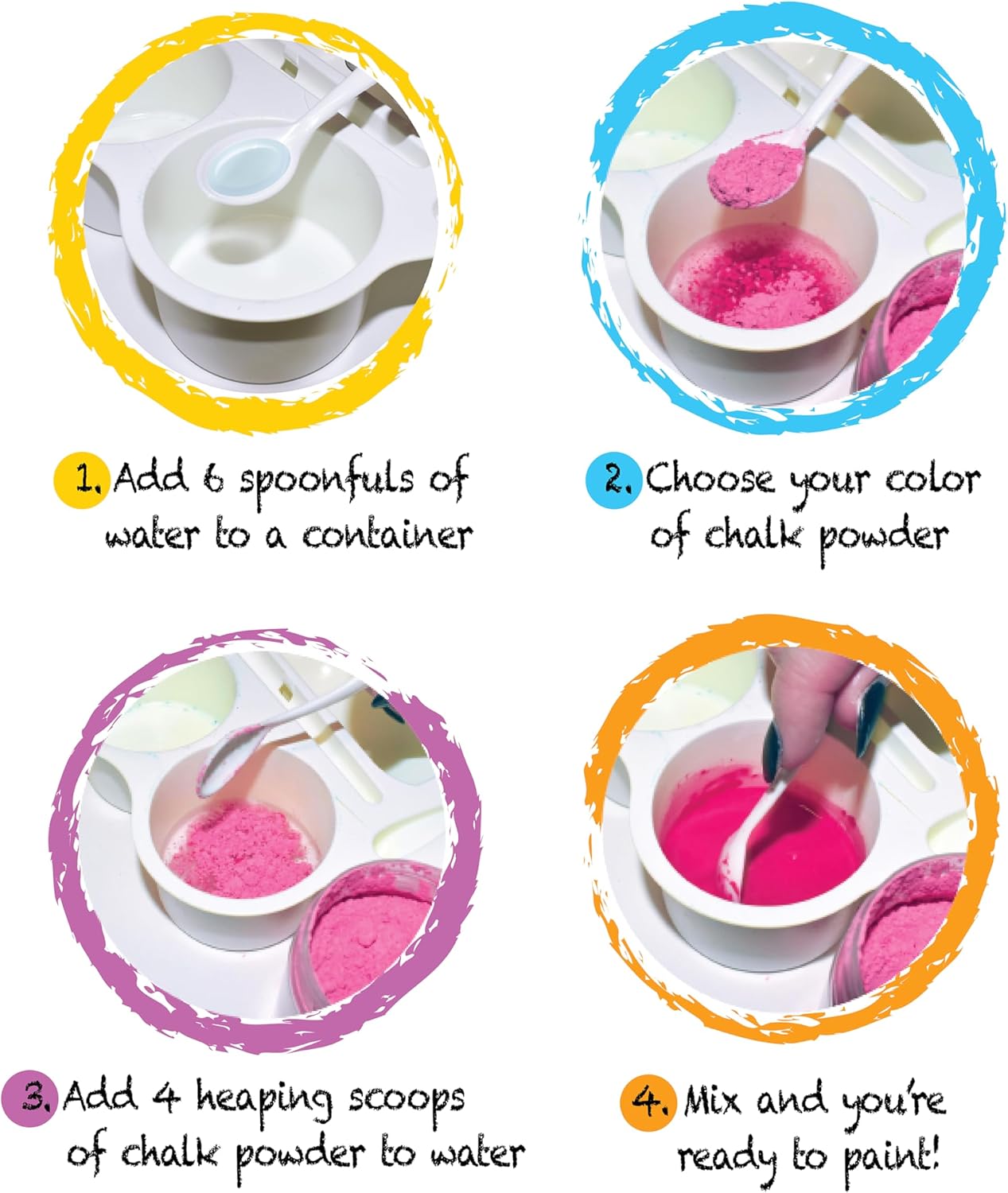 DIY Sidewalk Chalk Paint 6pk Kit - Non-Toxic, Washable Powdered Chalks - Simply Mix in Water and Use a Paintbrush to Create Colorful Artwork on the Sidewalk or Chalkboard, For Kids Ages 5+