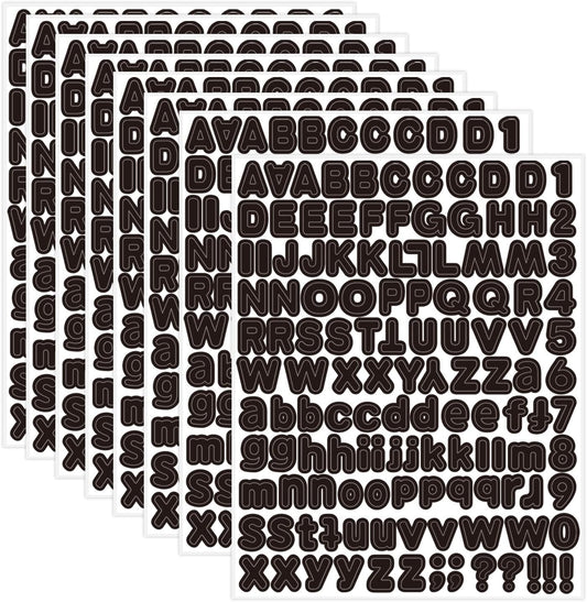 Letter Sticker,1/2 inch 10 Sheets Black Alphabet Sticker,Self Adhesive Vinyl Letter Stickers Mailbox Numbers,Self Adhesive Letters Stickers for Bulletin Boards Classroom Home Decor