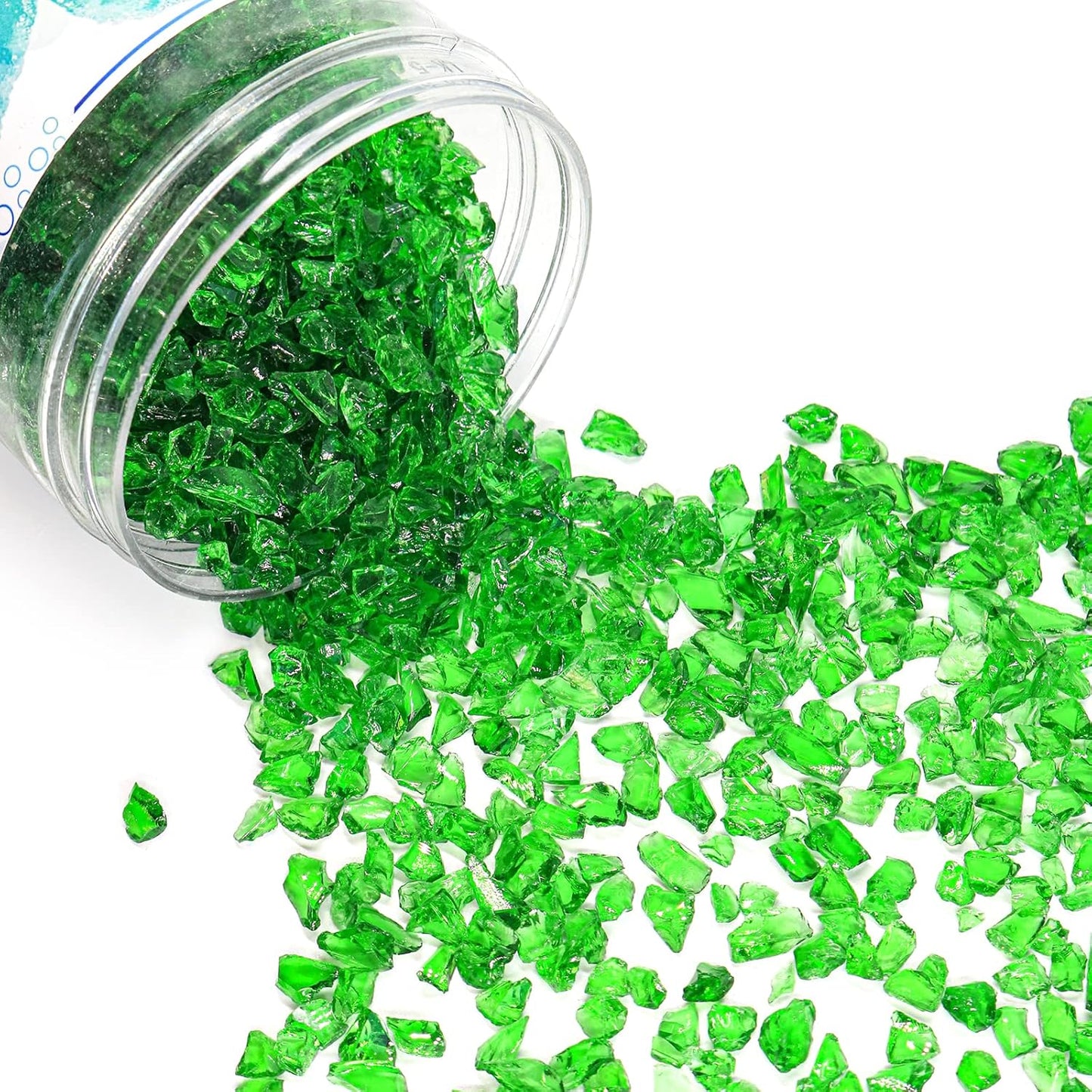 Crushed Glass for Resin Art - 3-6mm Dark Green, 1.5lb | Broken Glass Pieces for Crafts, Vase Filler & Fire Pit Media | Decorative Stones