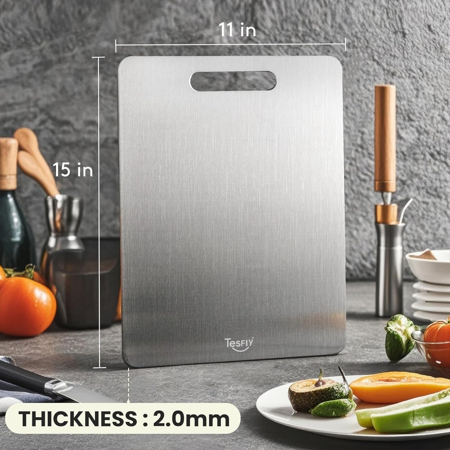 New Titanium Cutting Board - 100% Pure Titanium Cutting Boards For Kitchen,Easy to clean,Double-sided food-grade Cutting Board For Cutting Meats, Fruits And Vegetables (Large)