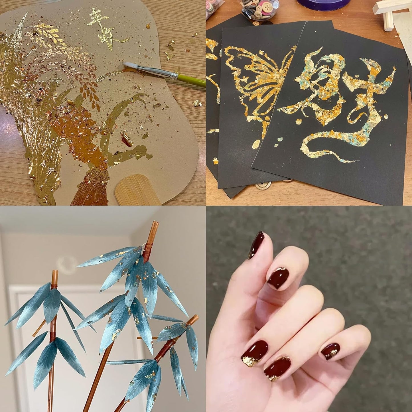 KINNO Gold Leaf Sheets 12 Colors 120 Sheets for DIY Art Decoration, Nails, Handicrafts, Bronzing, Furniture, Painting, Resin, 3.15 by 3.35 Inches