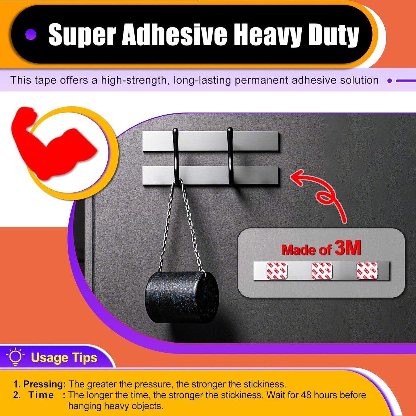60 Pcs Strong Double Sided Adhesive Pads, Made of 3M, Heavy Duty Square Sticky Mounting Foam Tape for Car Décor Wall, 0.12" Thick Black Sticky Pads 1.57x 1.97