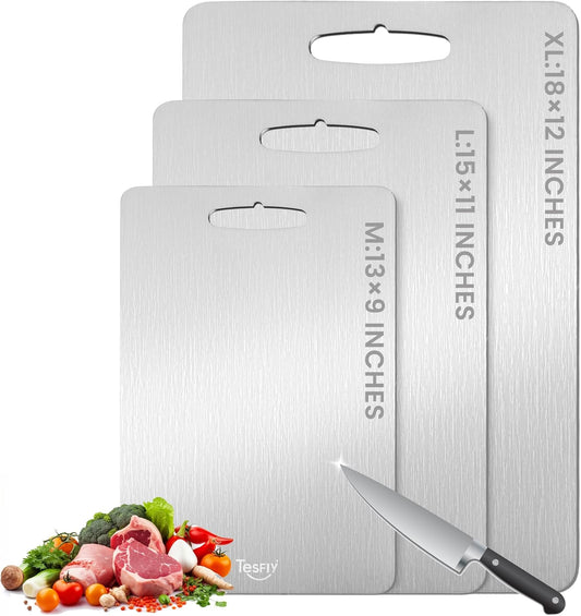 New Titanium Cutting Board - 100% Pure Titanium Cutting Boards For Kitche,Easy to clean, Double-sided food-grade Cutting Board For Meats, Fruits And Vegetables (13 * 9)