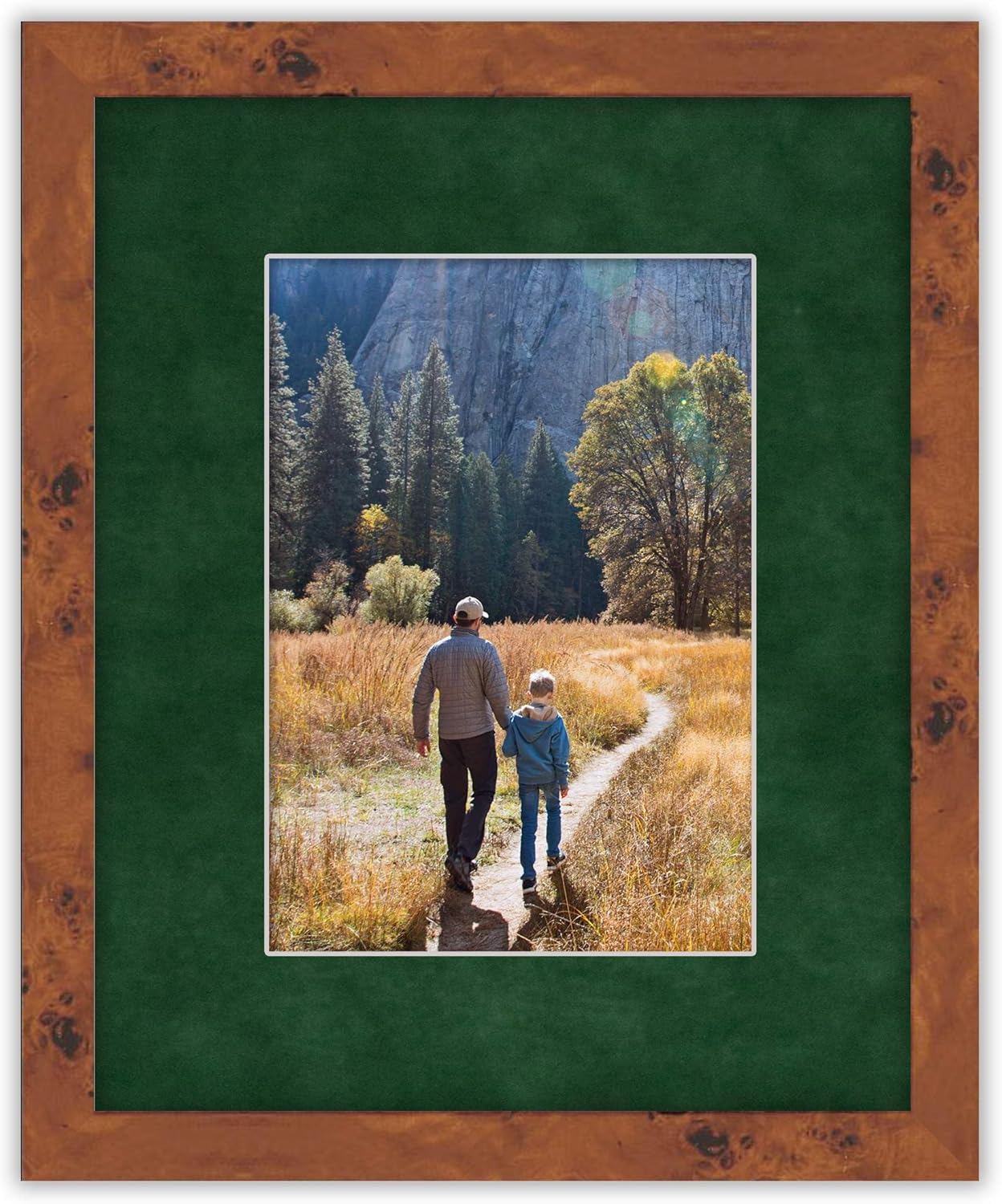 11x14 Mat Bevel Cut for 8.5x11 Photos - Acid Free Green Suede Precut Matboard With Backing Board and Crystal Clear, Self Seal Photo Mat Bag - For Pictures, Photos, Framing - 4-ply Thickness