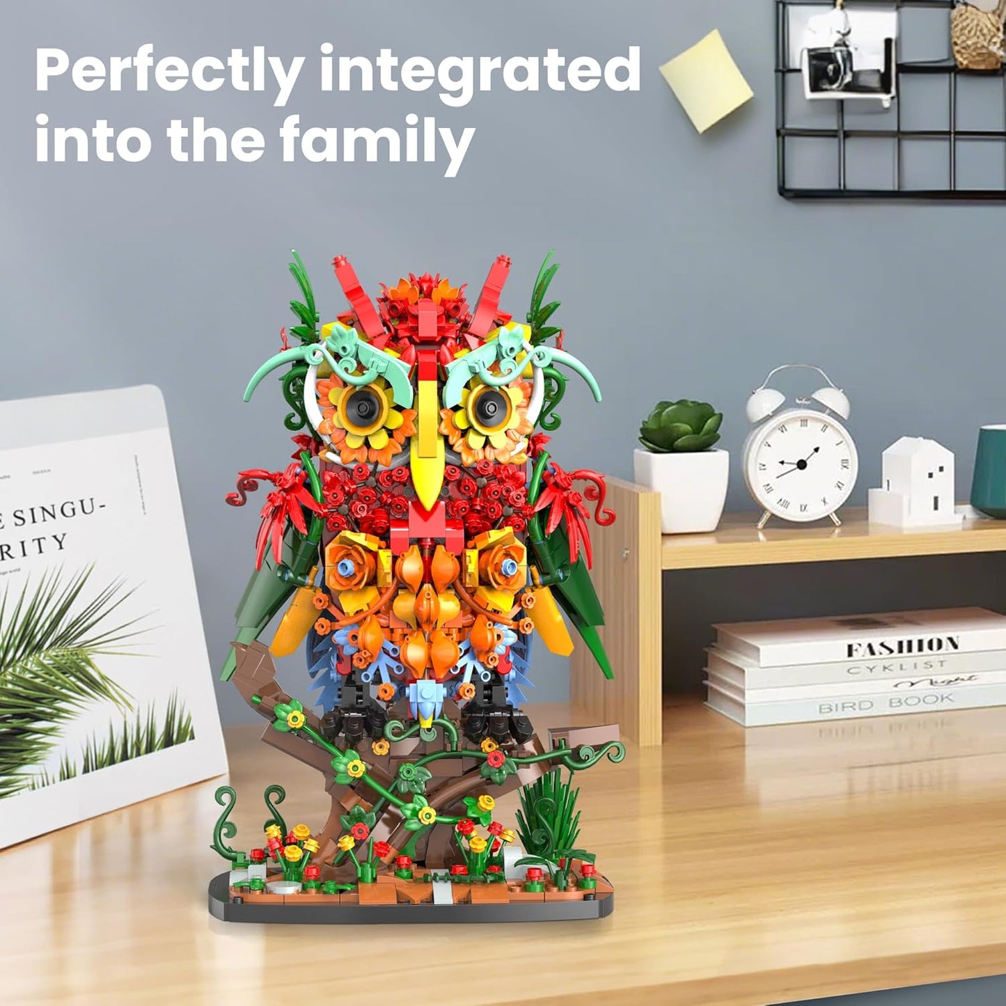 Sillbird Owl Flower Building Sets for Adults for Women Girlfriend Men Her, Artificial Floral Animals for Home Office Decorations for Table Desk - Creative Botanical Collection Model