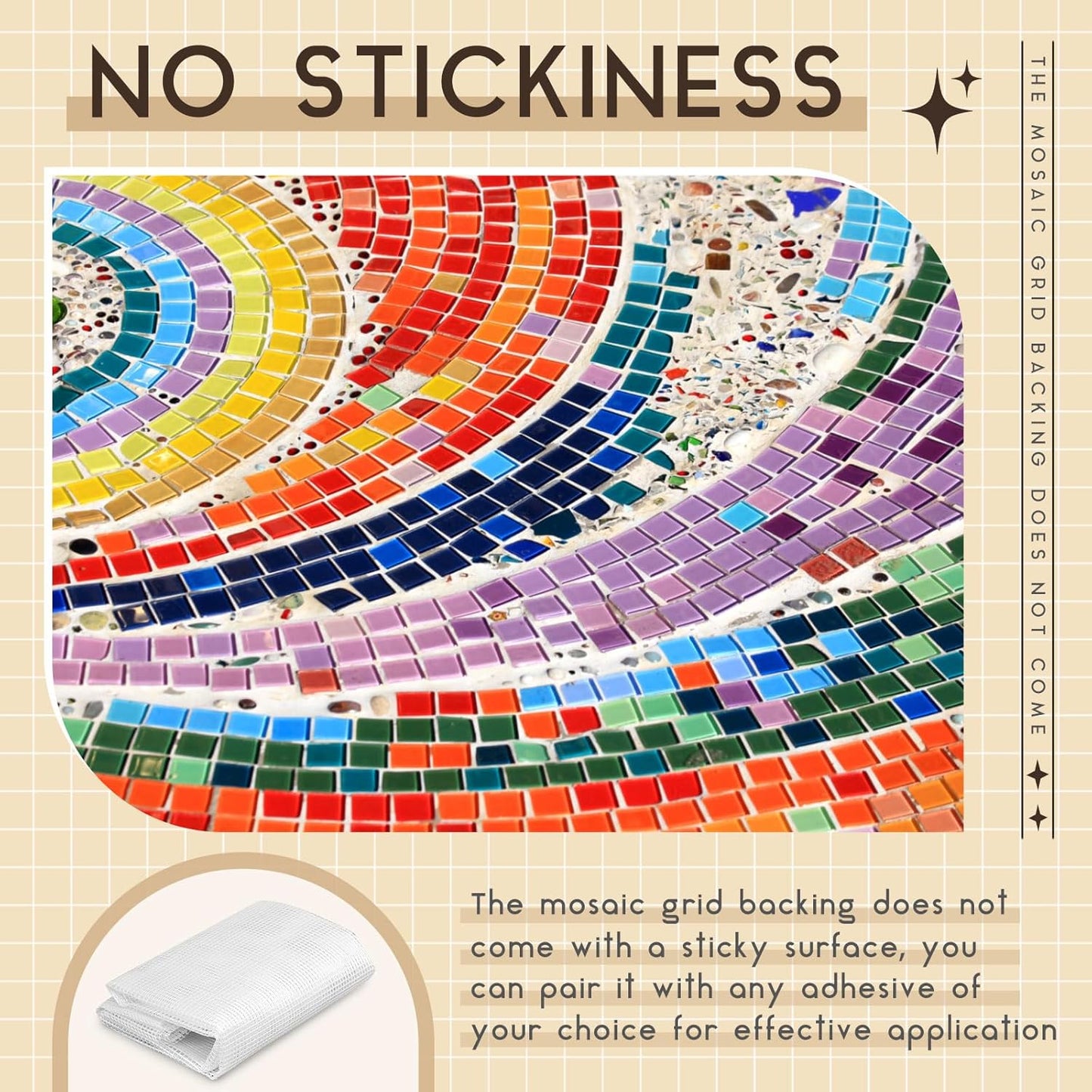 36" X 48" Mosaic Mesh for Back Mounted Tile Fiberglass Mosaic Mesh Backing Boast for Tile Installation Supplies Tools (Non Sticky)