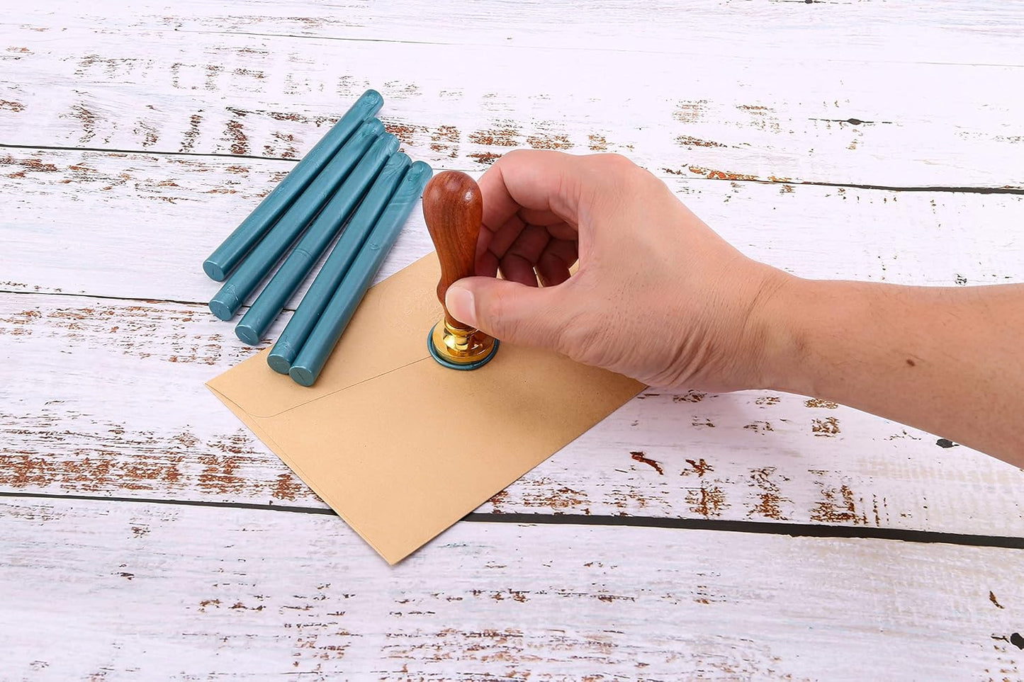 Yoption 15 Pieces Glue Gun Sealing Wax Sticks for Wax Seal Stamp, Great for Wedding Invitations, Envelopes, Cards, Christmas Gift Ideas, Wine Packages (Teal Blue)