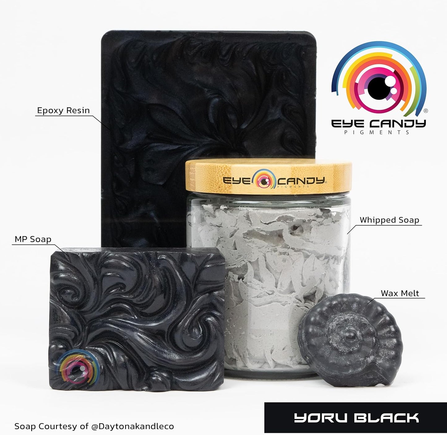 Eye Candy Pigments Premium Black Mica Powder - Yoru Black (50gr) - for Epoxy, Resin, Soap, Paint, Woodworking, Acrylic Pouring, Bath Bombs, Fishing Lures - DIY Arts and Crafts Additive