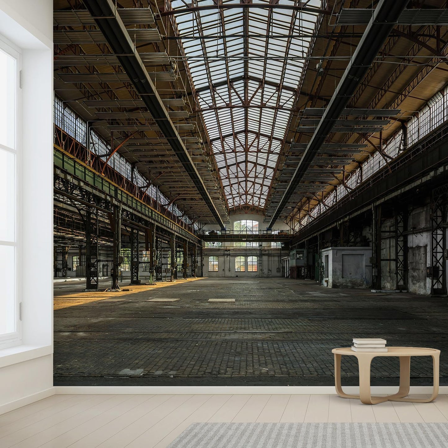 wall26 Wall Sticker/Wall Mural Industrial Interior of an Old Factory Building, Not Peel and Stick, Non-Woven Wallpaper Decorative for Bedroom, Living Room, Office - 132x192 inches