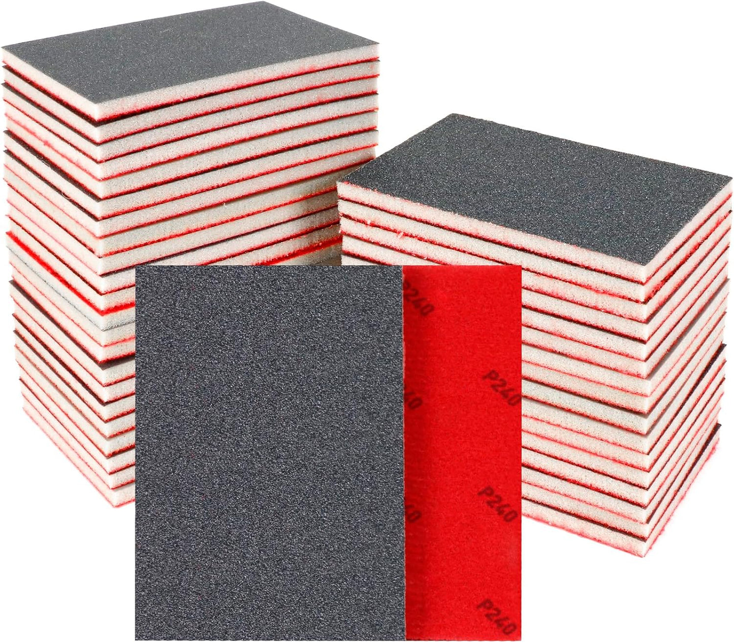 24 Pcs Sanding Sponge 240 Grit, Washable & Reusable Sanding Blocks for Wood, Metal, Drywall, Glazing, Wet Dry Sandpaper for Smooth Finishing