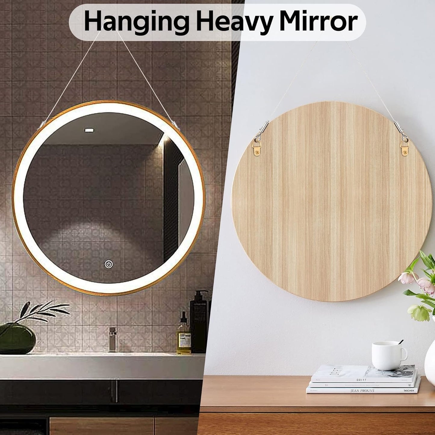 Adjustable Picture Hanging Wire Kit,Heavy Duty Hardware for Hanging Pictures,Paintings,Artwork and Mirrors on Walls,2 Kit,1m x1.5mm Stainless Steel Cables Hanging Rope,Hold Up to 66lbs