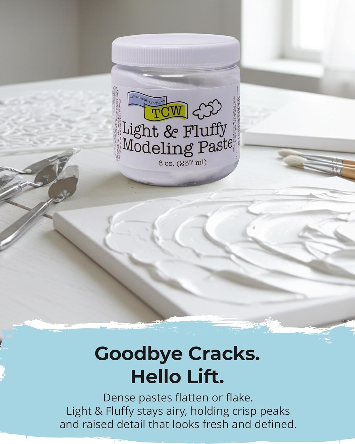 The Crafter's Workshop Modeling Paste for Textured Art - Dimensional Paste for Stenciling, Acrylic Painting - Boutique Quality, 8 oz Jar
