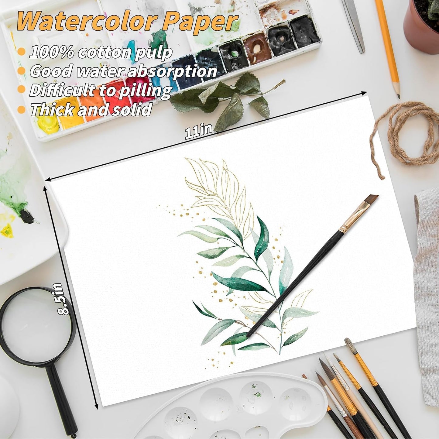 300 Sheets Cotton Watercolor Paper Bulk -140LB/300GSM Art Paper-8.5 x 11 inch Painting & Craft Paper, Finger Paints, Watercolor, Tempera, Drawing, Art Room & Home School Crafts