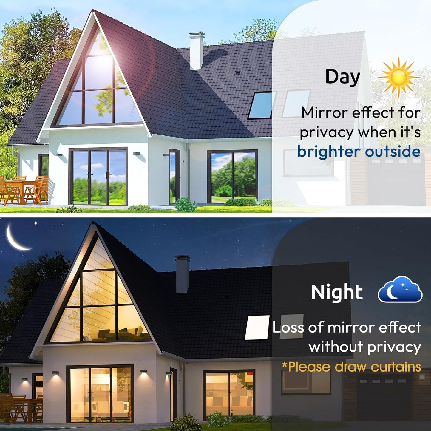 rabbitgoo Window Privacy Film One Way Window Tint for Home, Removable Reflective Heat Sun Blocking Anti UV Glass Door Covering, Mirror Tinting Film House Office, 17.5 in X 13.1 Feet, Blue Silver