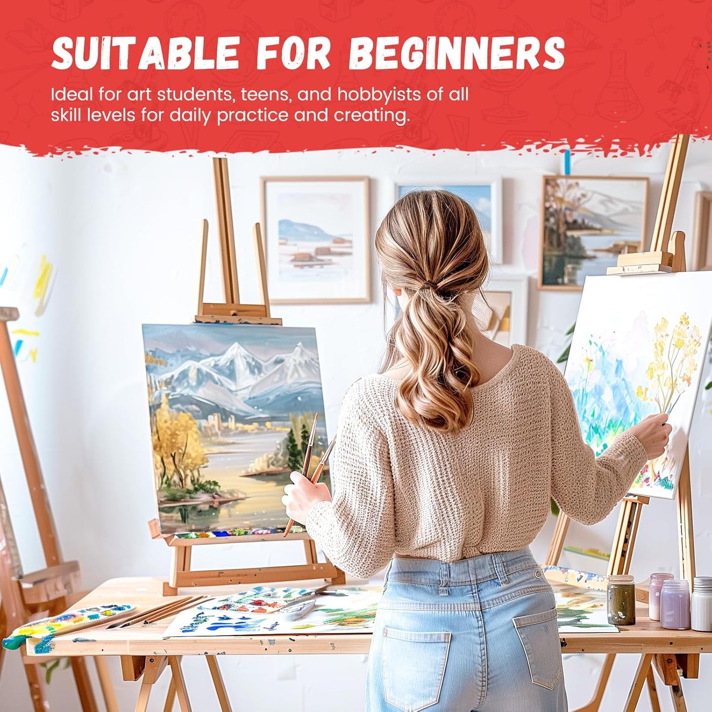 Simetufy Canvas Boards for Painting 11”x14” 46 Pack Bulk Canvases for Painting - Cotton Canvas Panels for Oil, Acrylic & Watercolor Painting