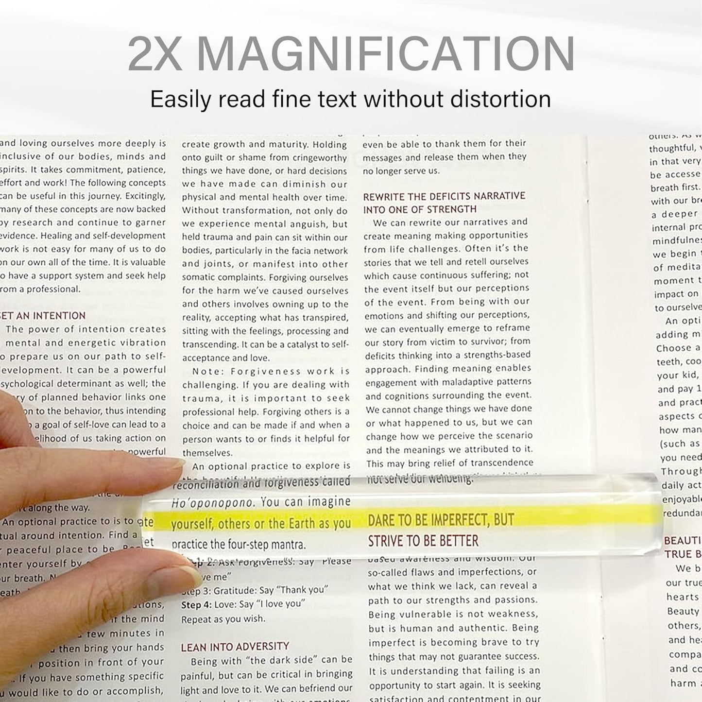 MAGDEPO 2X Bar Magnifying Ruler 6" with Guiding Line & Mini Line Magnifier with Clip for Reading Small Prints, Bible, Books, Newspaper, Documents, Instructions