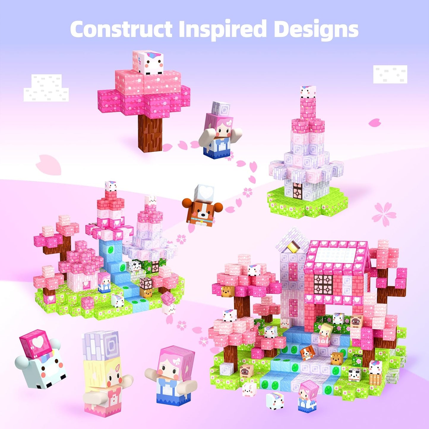 GobiDex 100PCS Magnetic Blocks Kid Building Toys for 3+ Years Old Girls, Upgraded STEM Sensory Gifts for Princess, Kids Magnets Game for Toddler