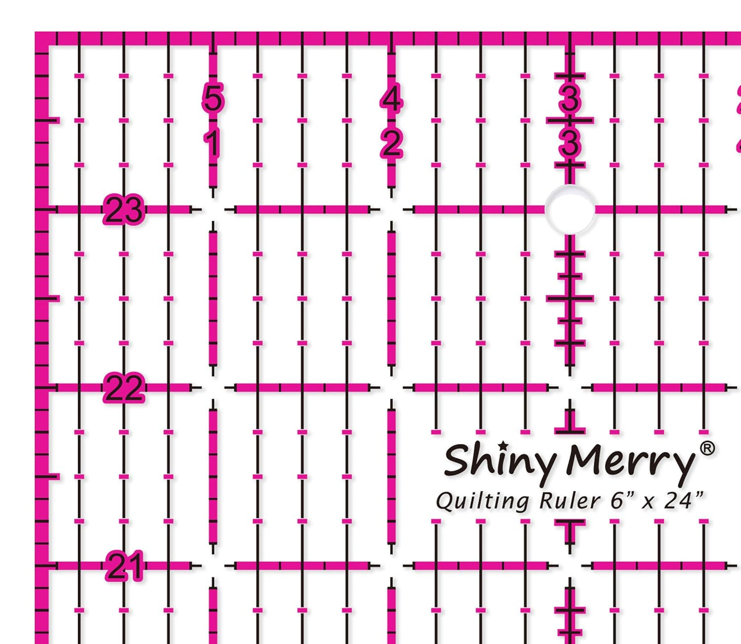 Quilting Ruler 6"x24",Non-Slip Clear Acrylic Sewing Ruler with Easy-to-Read Grid,Pink & Black Grid Design,Perfect for Fabric,Patchwork,Cutting & Sewing Crafts,Durable Tool for Quilting
