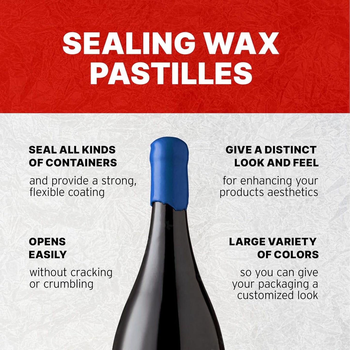 Blended Waxes, Inc. Bottle Sealing Wax Beads, Premium Pastille Wax Seal Beads For Wine, Beer, and Liquor Bottle Closure, Seals Between 25-30 Bottles, 1 lb, Bright Blue