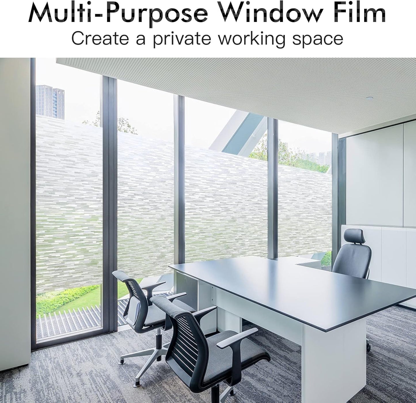 Haton Window Privacy Film, Frosted Glass Static Cling Sun Heat Blocking Window Clings, Frosting Opaque Coverings, Vinyl Removable Stickers Tint for Home Door Office, Non Adhesive 17.5" x 118.1"