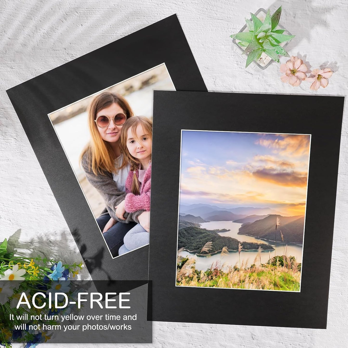 Prudiut 15 Pack 11x14 Black Picture Mats, Frame Mattes for 8 x10 Pictures Display Photo Frame Mat Core Bevel Cut Mat Board Show Kit for Photos, Prints, Artworks