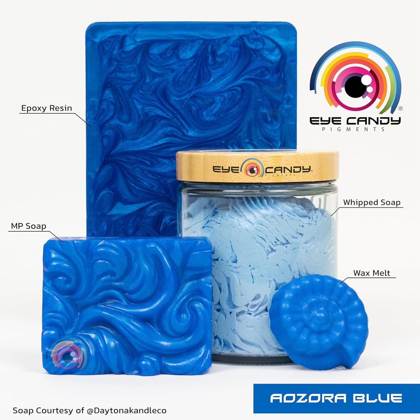 Eye Candy Pigments Premium Blue Mica Powder - Aozora Blue (50gr) - for Epoxy, Resin, Soap, Paint, Woodworking, Acrylic Pouring, Bath Bombs, Fishing Lures - DIY Arts and Crafts Additive