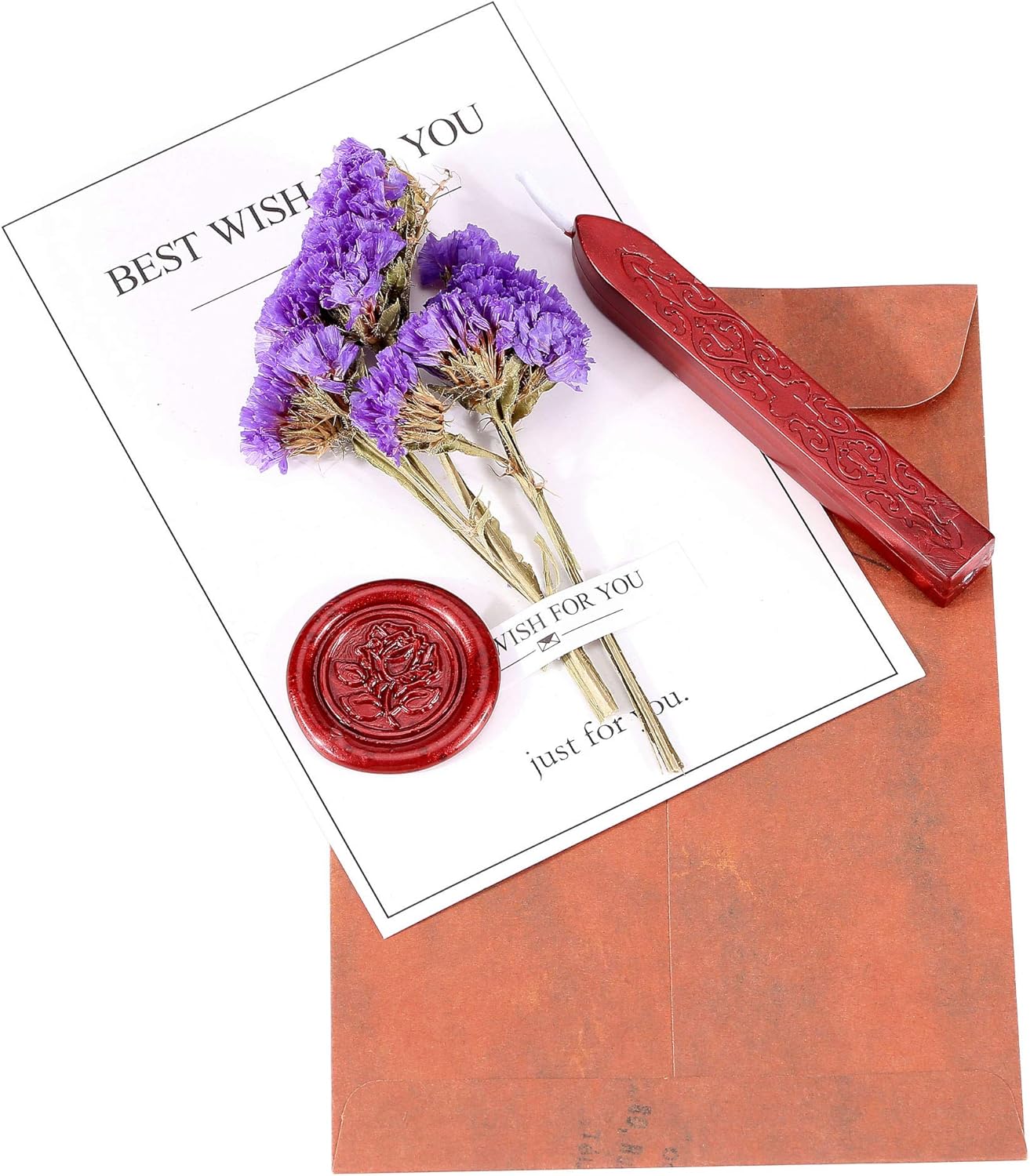 Yoption 12 Pcs Sealing Wax Sticks with Wicks, Antique Wine Red Wax Seal Sticks for Wax Seal Stamp, Wedding Invitations, Christmas, Gift Wrapping, Envelops Sealing (Antique Wine Red)