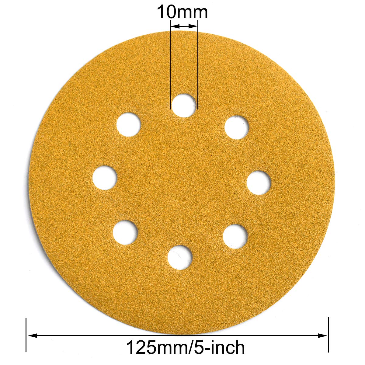 5-Inch 8-Hole Hook and Loop Sanding Discs 150-Grit Random Orbit Sandpaper, 50-Pack