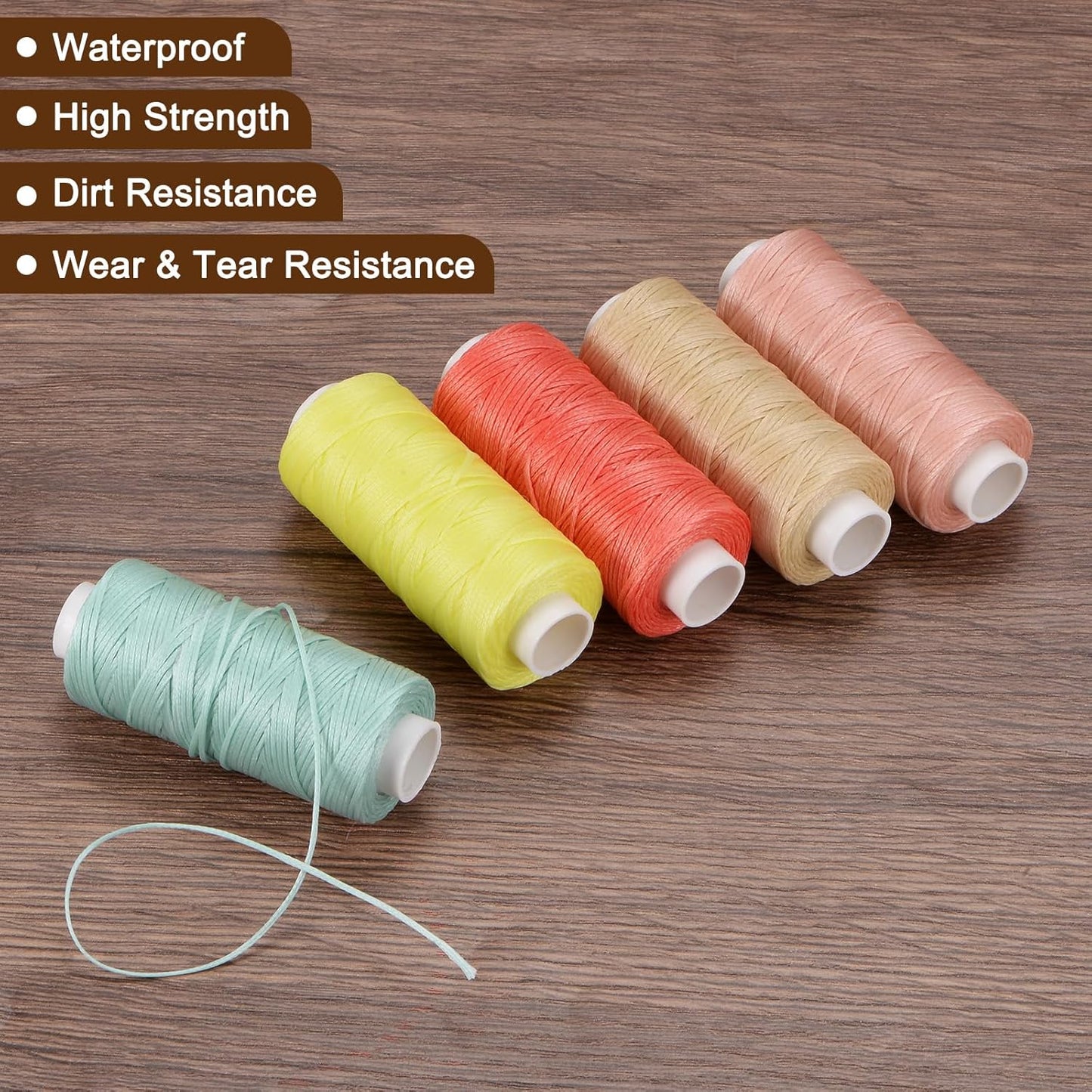 uxcell Leather Sewing Waxed Thread, 55 Yards / 50m 0.8mm 150D Flat Polyester All-Purpose Threads for Leather Crafts, Bookbinding, Dark Pink