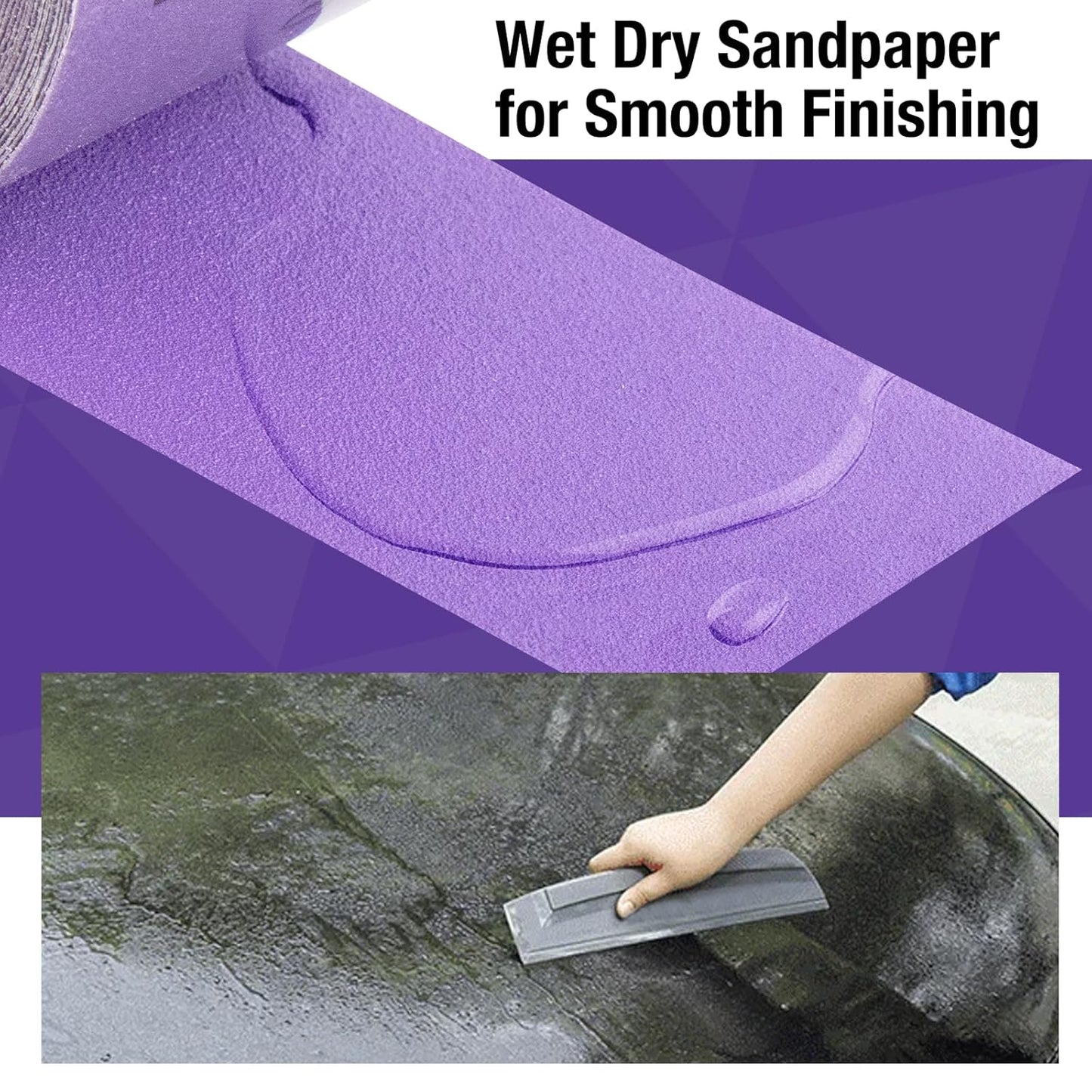 120 Grit PSA Purple Film Ceramic Sandpaper Roll, 2-3/4" Wide Continuous 10 Yard Longboard Sanding Roll Wet Dry Sanding Blocks Self Adhesive Sticky Back Sanding Sheets for Woodworking Automotive