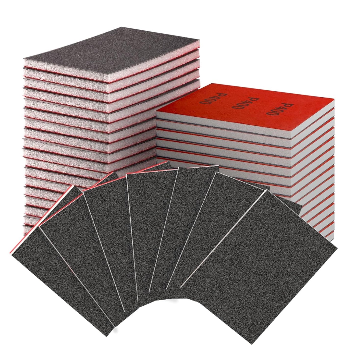30 Pcs Sanding Sponge 400 Grit, Washable & Reusable Sanding Blocks for Wood, Metal, Drywall, Glazing,