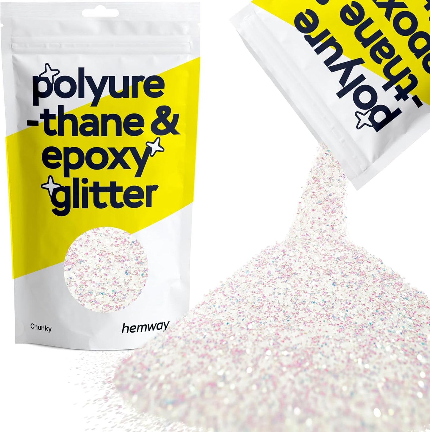 Hemway Polyurethane & Epoxy Resin Glitter 100g / 3.5oz Metallic Crystal Flake Additive for Flooring Jewelry Tumblers Glass Pigment - Chunky (1/40" 0.025" 0.6mm) - Mother of Pearl Iridescent