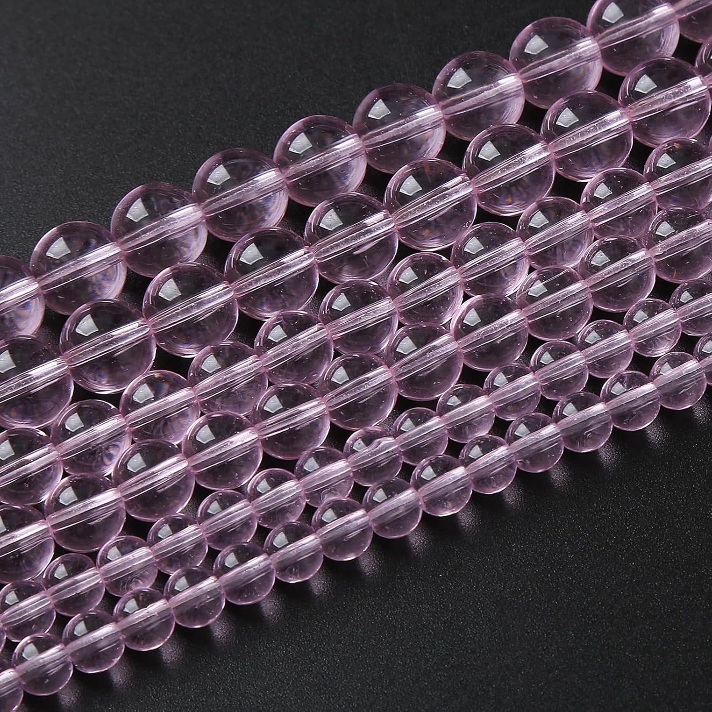 6mm 60pcs Smooth Rose Pink Glass Beads Quartz Crystal Round Loose Beads for Jewelry Making DIY Bracelet Necklace