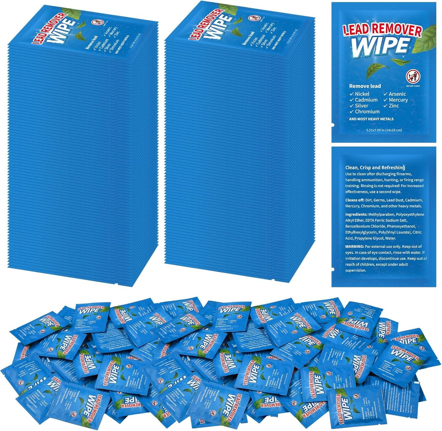 200 Pack Lead Remover Wipes for Shooting Hand & Surface Cleaning Wipes Effectively Removes Lead, Dust, Oil & Grime Individually Wrapped Wipe for Shooting Ranges, Hunting, Industrial Use