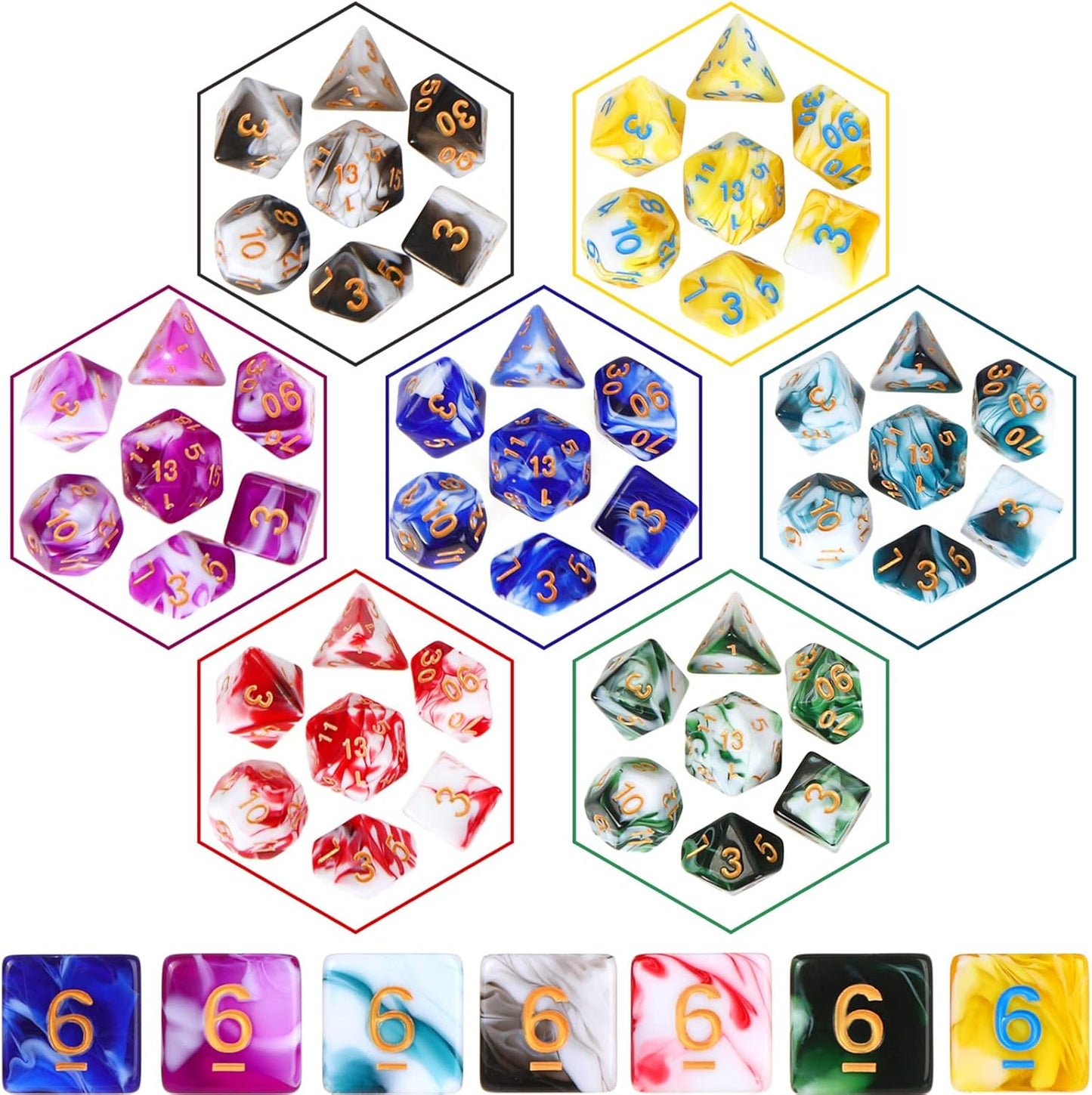 Yilloog Compatible with Dice Sets Bulk Polyhedral Dice with Drawstring Bag Multi Role Playing Table Game D4 D6 D8 D10 D% D12 D20(1001 Pcs,Mixed Style)