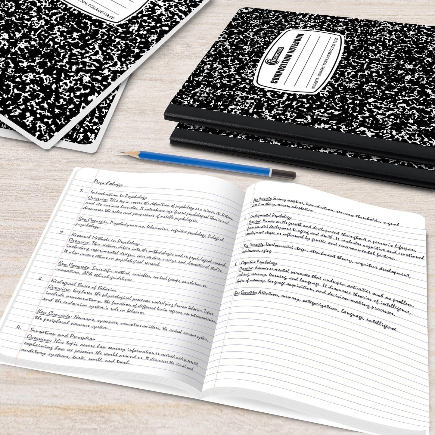 Rosmonde 5000 Pack (Pallet) Composition Notebooks Bulk, College Ruled, 200 Pages (100 Sheets), 9-3/4 x 7-1/2, Bulk Supplies for School Districts, Black Marble Notebook, 4-7 Days Transit