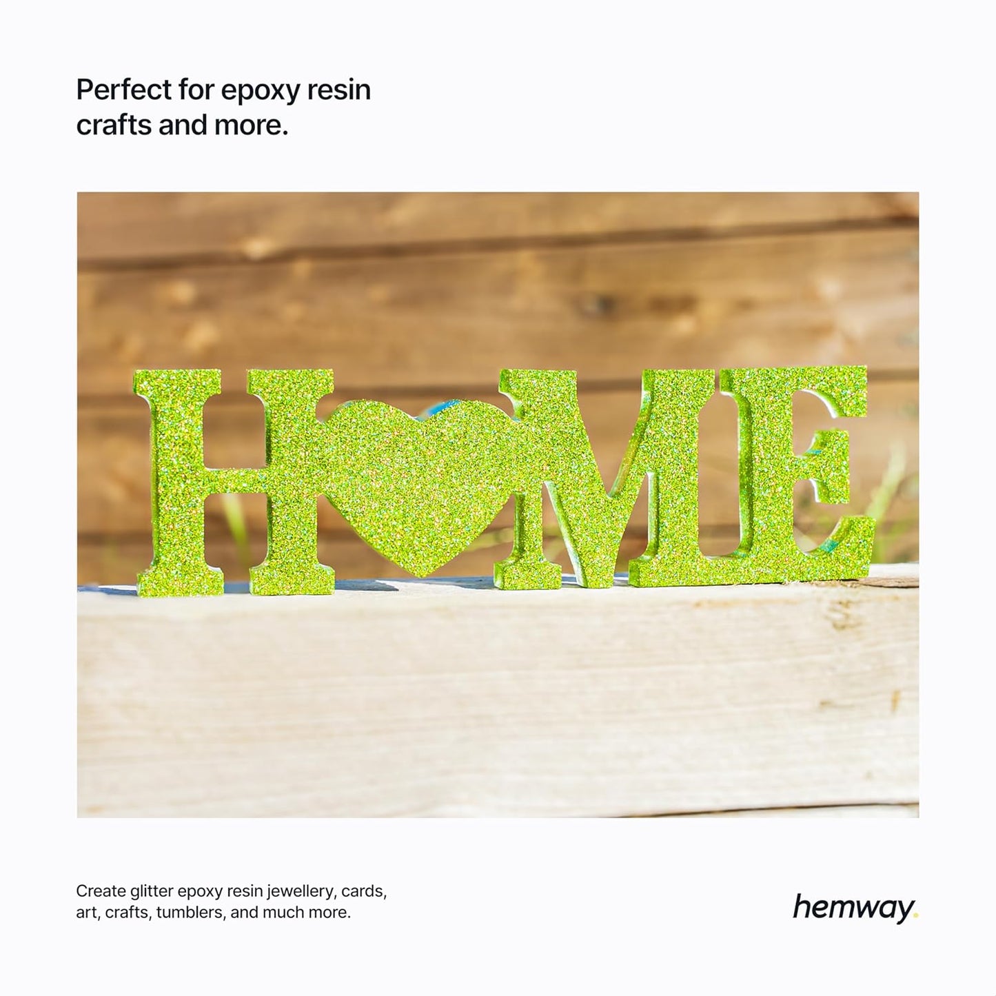Hemway Polyurethane & Epoxy Resin Glitter for Arts, Crafts, Tumblers, Flooring, Woodwork, Decorating and Resin Projects 100g - Lime Green Holographic