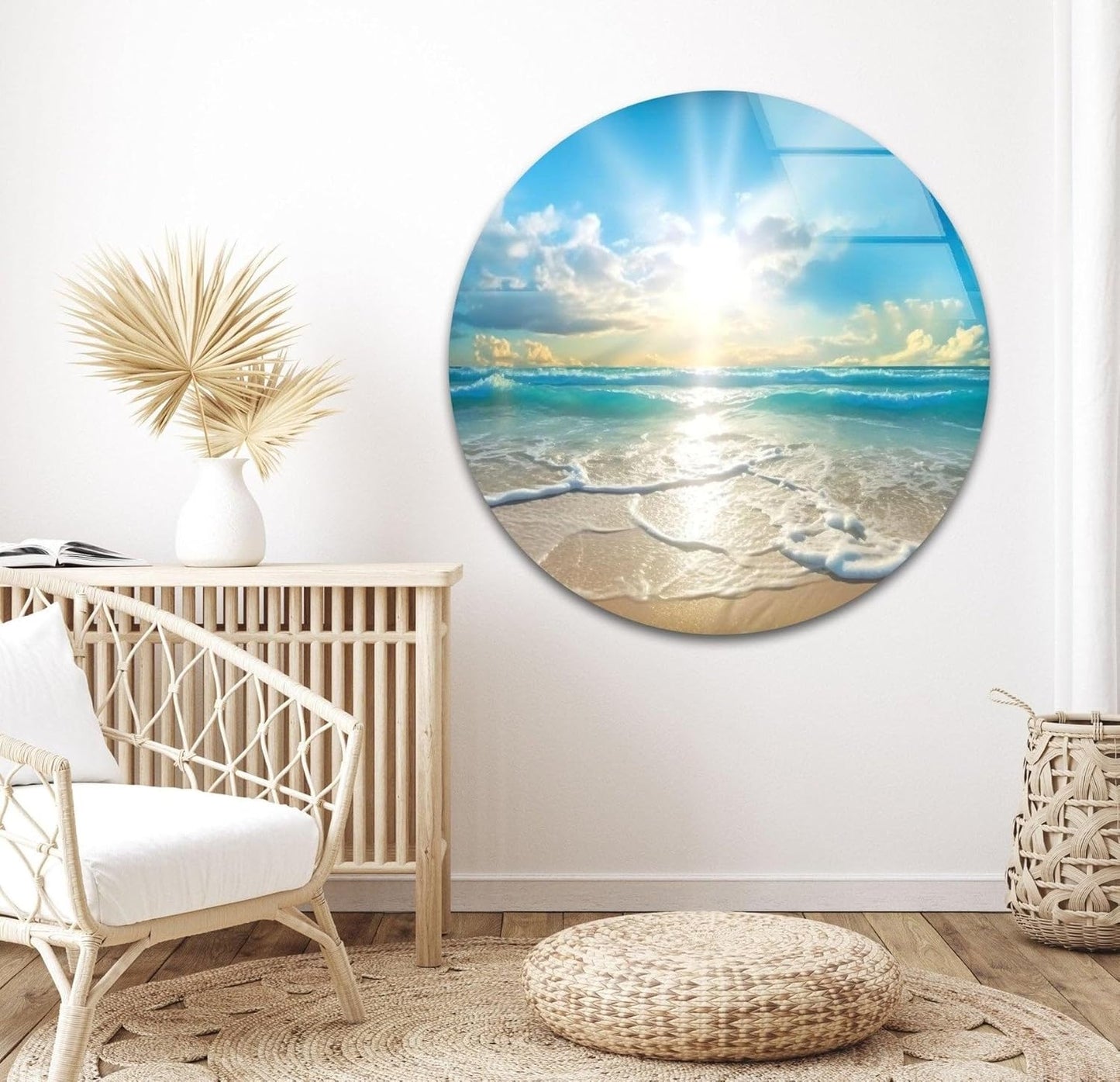 My Photostation.com 28Wx18H'' Beautiful Sunset & Ocean Glass Wall ArtTempered Glass Printing Wall Decor Large Wall Art Wall Hangings