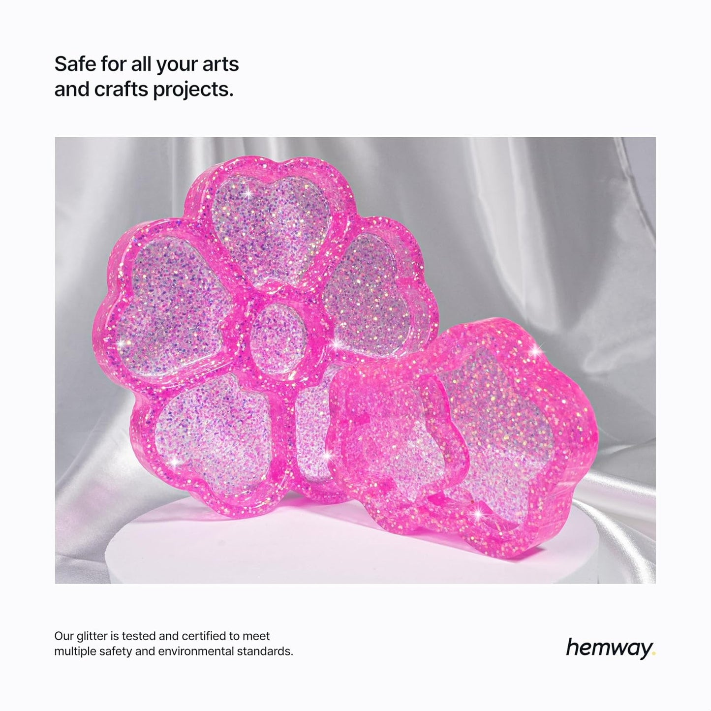 Hemway Polyurethane & Epoxy Resin Glitter 100g / 3.5oz Metallic Crystal Flake Additive for Flooring Jewelry Tumblers Glass Pigment - Extra Chunky (1/24" 0.040" 1mm) - Baby Pink Iridescent