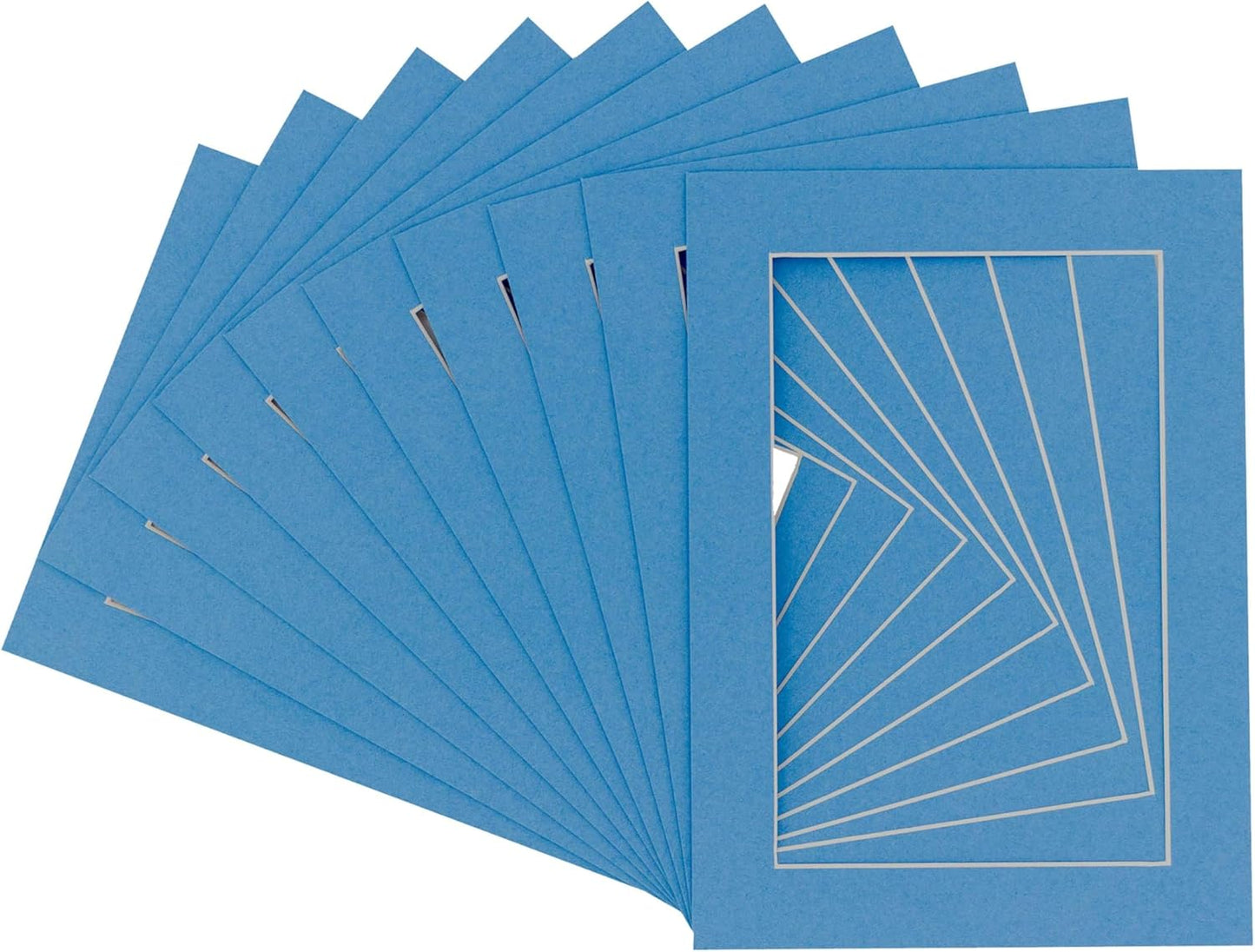 11x14 Mat for 8.5x11 Photo - Precut Bay Blue Picture Matboard for Frames 11 x 14 Inches - Bevel Cut Matte to Display Art 8.5 x 11 Inches - Acid Free Pack of 100 MATS with Backing Boards & Clear Bags
