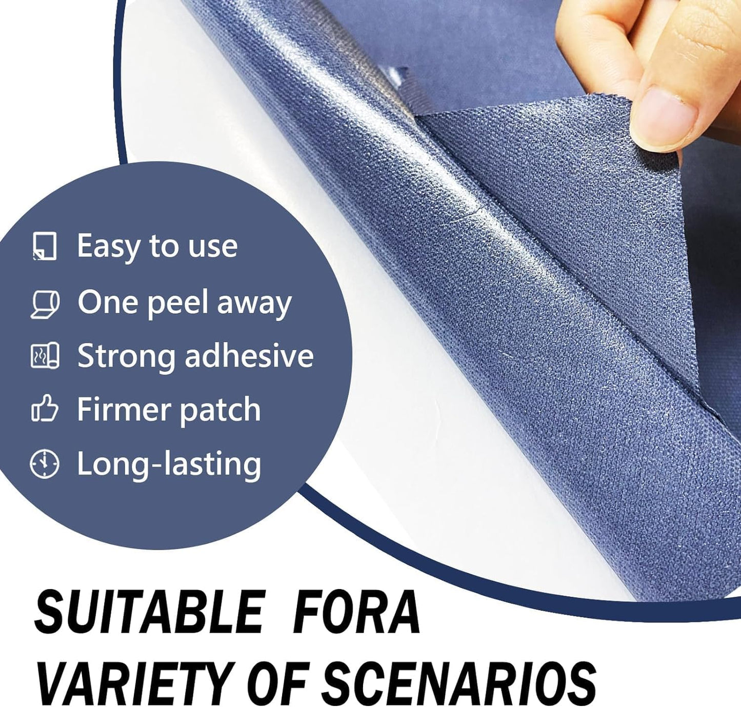 Canvas Repair Patch, Strong Sticky Fabric Repair Tape, Self-Adhesive Fabric Patch for Sofas, Tote Bags, Clothing, Car Seats, Furniture (Dark Grey, 3.5X79 Inch)