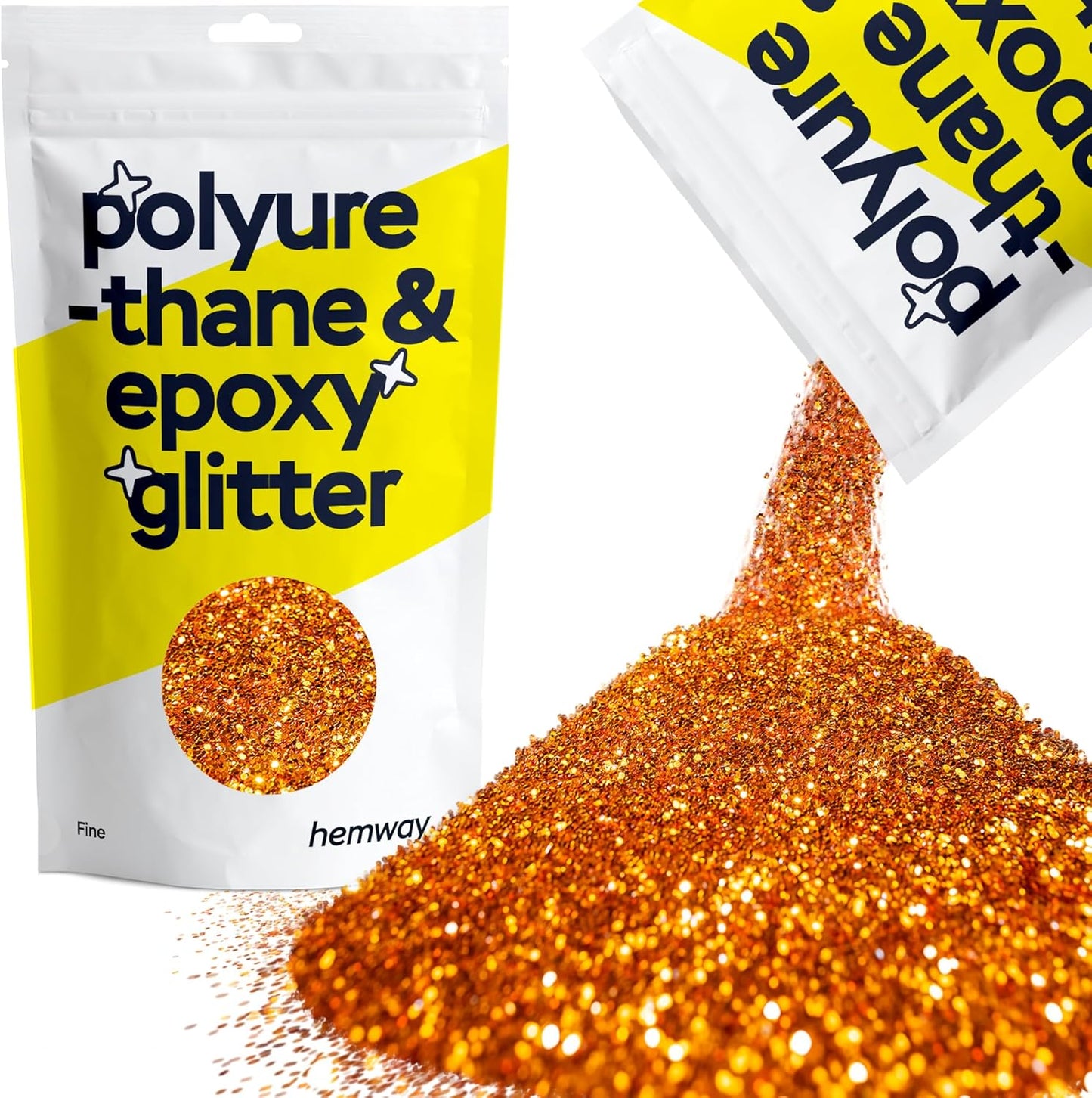 Hemway Polyurethane & Epoxy Resin Glitter 100g / 3.5oz Metallic Crystal Flake Additive for Flooring Jewelry Tumblers Glass Pigment - Fine (1/64" 0.015" 0.4mm) - Copper