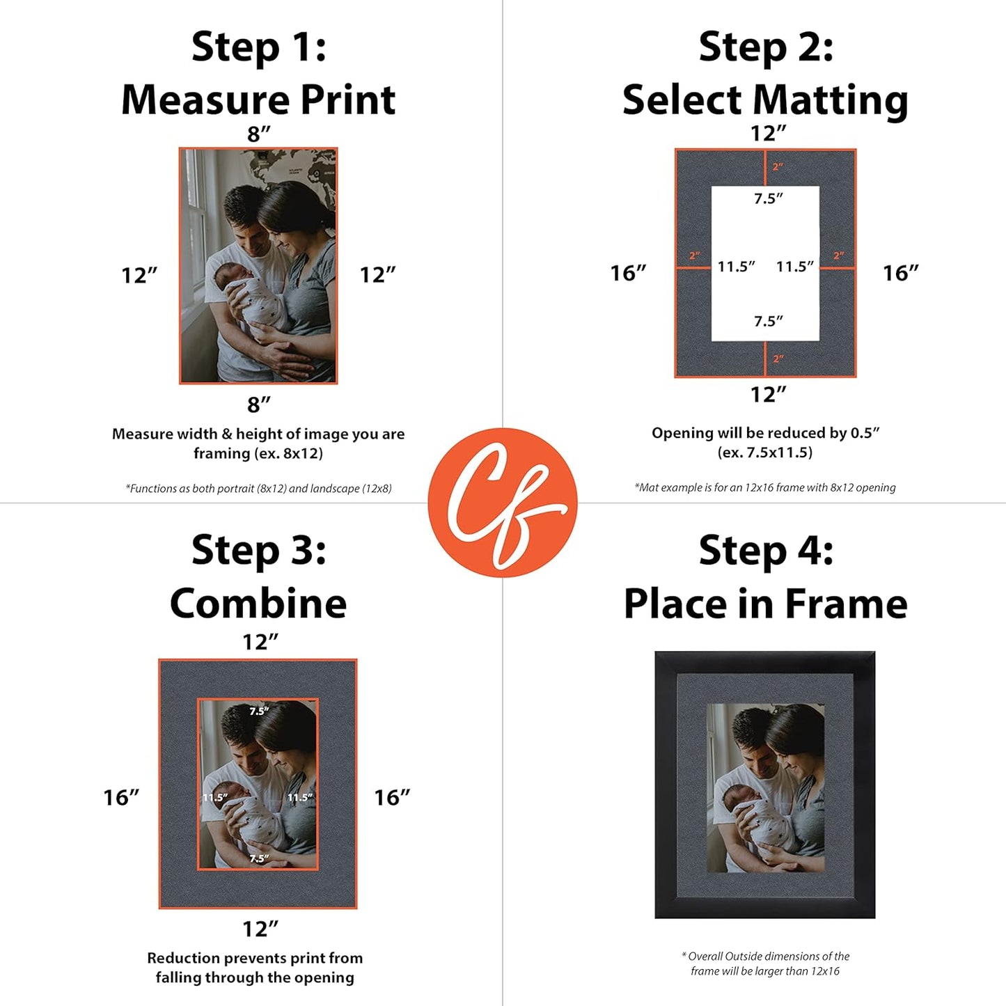 Craig Frames B573 Pre-cut Mat Board for 14x18 Print, 20x24, Graphite Black