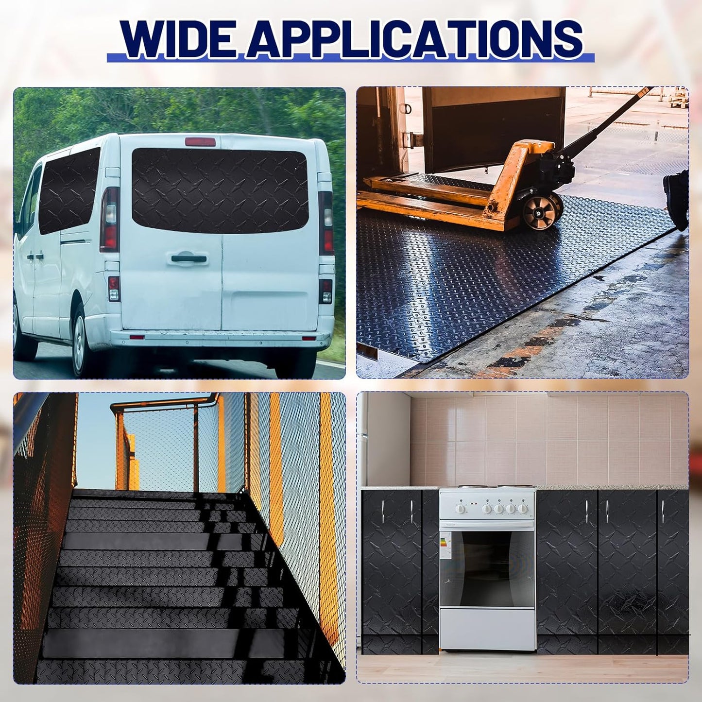 1pcs Diamond Plate Sheet Metal Heavy Duty Tread Aluminum Sheet Diamond Tread Plate for Wall Covering, Cargo Trailer, RV and More (12'' X 120'' X 0.06'',Black)
