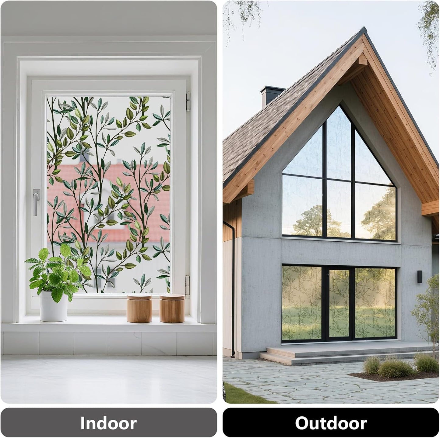 NINETREX One Way Window Privacy Film, Daytime Privacy Static Cling Sun Blocking Anti UV Reflective Window Tint for Home and Office 29.5 x 78.7 inches, Silver Leaf