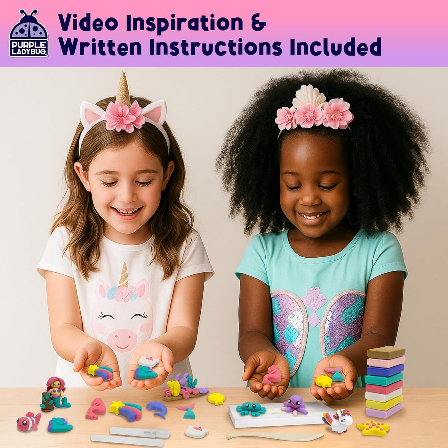 Eraser Lab DIY Clay Mini Cute Eraser Kit for Girls - Unicorn & Mermaid Theme - Fun Craft Activity for Girls Aged 4 5 6 7 8 9 10, Perfect Back to School Supply, Ideal Christmas & Birthday Gift Idea