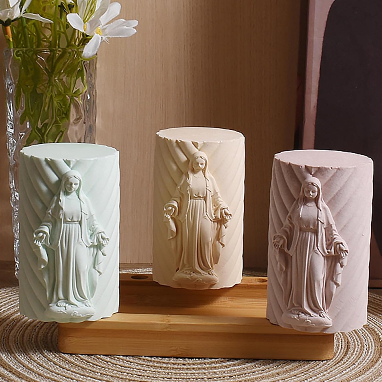 Religion Cylinder Nativity Jesus Angel Soap Resin Casting 3D Nativity Scene Candle Making Molds